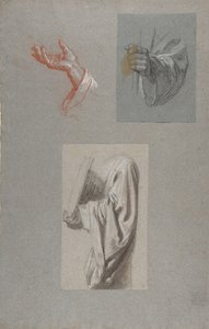 a. Mano di San Remigio, b. Mano di San Remigio, c. Studio di drappeggio per accolito che tiene un libro