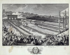 Rivoluzione francese: veduta della festa della Federazione Generale dei Dipartimenti Francesi al Campo di Marte a Parigi il 14/07/1791