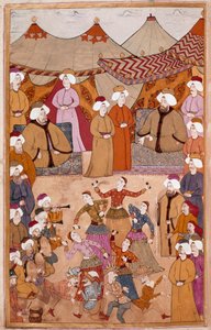 Arte islamica: Danza per il piacere del Sultano Ahmet III (1673-1736). Gouache su carta di Levni dal Surnama (soprannome i) Vehbi) Inizio XVIII secolo Museo Topkapi Saray, Istanbul