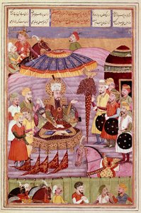 Arte islamica: Sohrab guarda la tenda di Rostam
