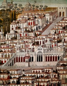 Arte islamica: vista di Damasco con la Grande Moschea degli Omayyadi