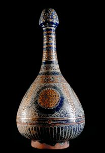 Arte islamica: bottiglia di terracotta smaltata del XVI secolo da Islamic School
