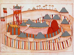 Campo militare dei turchi. Gouache su carta della scuola islamica (Ms 1671) XVI secolo da Islamic School