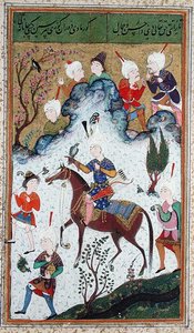 Ms B-284 fol.50b La caccia del re, dal Divan di Huseyn Bayqara, c.1540 da Islamic School