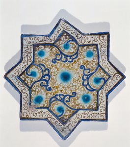 Piastrella a forma di stella con foglia dorata in stile Takht-e Solaiman da Islamic School
