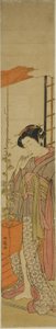 Cortigiana che ammira le glorie del mattino mentre si pulisce i denti da Isoda Koryusai