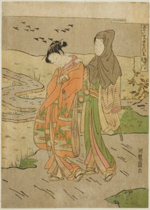 Oche che Scendono sul Fiume Sumida (Sumidagawa no rakugan), dalla serie "Otto Vedute della Prosperità nel Villaggio Orientale (Azuma no sato eiga hakkei)"