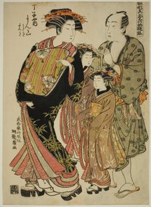 Manzan del Chojiya, dalla serie "Modelli per la moda: Nuovi disegni freschi come foglie giovani (Hinagata wakana no hatsu moyo)" da Isoda Koryusai