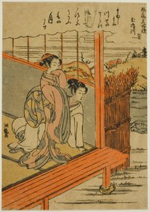 Fiume Tamashima nella Provincia di Hizen (Tamashimagawa, Hizen), dalla serie "Specchi alla Moda di Luoghi Famosi (Furyu meisho kagami)" da Isoda Koryusai