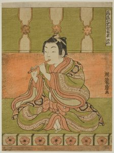 Il flauto (Hichiriki), dalla serie "Divertimenti musicali alla moda dei bambini (Furyu kodomo asobi ongaku)" da Isoda Koryusai