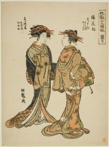 Il decimo mese (Kannazuki): Wakamatsu e Wakatsuru del Tawaraya, dalla serie "Dodici motivi nel quartiere settentrionale (Hokkaku juni moyo)"