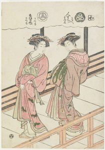 Due cortigiane su una veranda da Isoda Koryusai