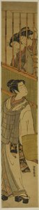 Due giovani donne che guardano un giovane vestito da Komuso da Isoda Koryusai