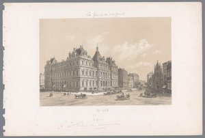 Vista sul Palais de la Bourse a Lione da Isodore Laurent Deroy