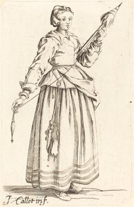 Giovane donna con fuso, rivolta a destra da Israel Henriet after Jacques Callot