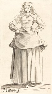 Giovane donna con le mani sui fianchi, vista frontale da Israel Henriet after Jacques Callot