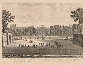 Veduta del Palazzo e dei giardini delle Tuileries, dal cortile della Regina