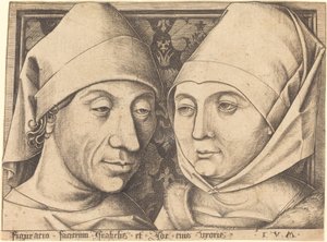 Doppio ritratto di Israhel van Meckenem e sua moglie Ida, c. 1490 da Israhel van Meckenem