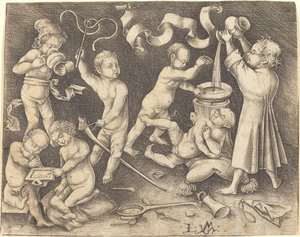 Sette bambini che giocano, c. 1490 da Israhel van Meckenem
