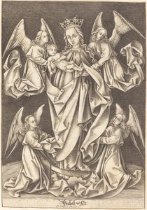 La Madonna e Bambino sulla Mezzaluna Sostenuta da Quattro Angeli da Israhel van Meckenem