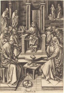 Cristo tra i dottori da Israhel van Meckenem after Hans Holbein the Elder