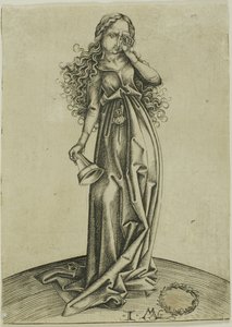 La terza vergine stolta, da Le cinque vergini stolte da Israhel van Meckenem the younger
