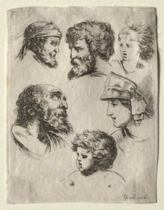 Libro per imparare a disegnare: Sei teste di ritratto da Israël Henriet