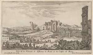 Veduta della Navicella di Santo Stefano Rotondo e del Colosseo di Roma da Israël Silvestre