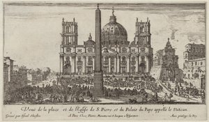 Vista della piazza e della Chiesa di San Pietro e del Palazzo del Papa chiamato Vaticano