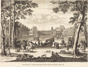 Vista del cortile delle Fontane di Fontainebleau da Israël Silvestre