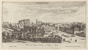 Veduta del Campo Vaccino e Colosseo a Roma da Israël Silvestre