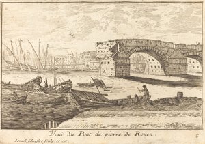 Veduta del Ponte di pietra di Rouen da Israël Silvestre
