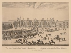 Veduta del cortile del Cavallo Bianco di Fontainebleau