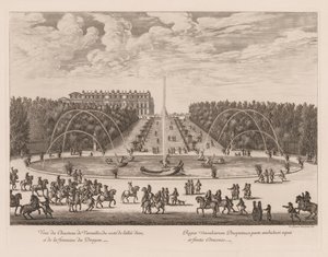 Veduta del Castello di Versailles, dal lato del viale e della fontana del Drago da Israël Silvestre