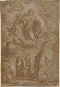 Santa Barbara in gloria con i santi Nicola e Girolamo