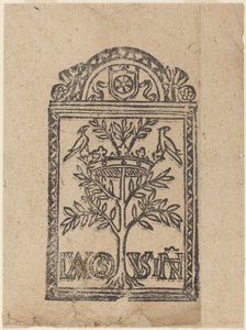 Albero con corona e due uccelli da Italian 16th Century