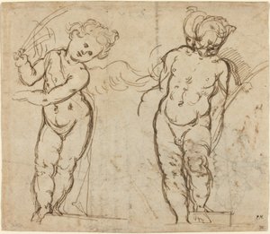 Due putti in piedi [recto]