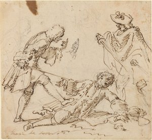 Tre uomini che combattono da Italian 17th or 18th Century