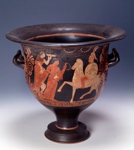 Cratere di Cuma che rappresenta una scena di offerta (terracotta, 320-310 a.C.) da Italian Peninsula