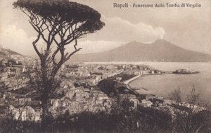 Naples - Napoli, Panorama dalla Tomba di Virgilio (b/w photo) da Italian Photographer