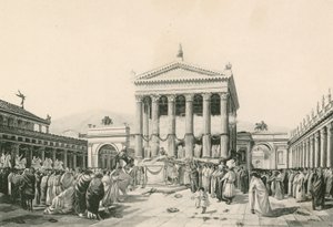 Un sacrificio a Giove nel Foro Civile (incisione) da Italian School
