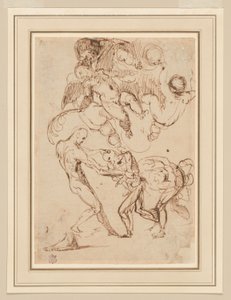 Studio di Figure Maschili Legate e Maltrattate, e Vari Putti, Uno con una Fronda di Palma da Italian School