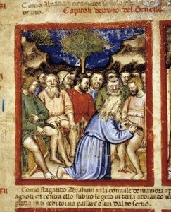 Abramo che Circoncide gli Ebrei, illustrazione da "Il Codice di Padova" 1390-1400 da Italian School