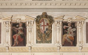 Figure allegoriche e stemma della famiglia Marino da Italian School