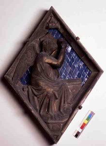 Figura allegorica, piastrella in rilievo dal Campanile
