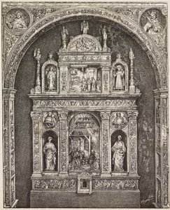 Altare nella chiesa di Santa Cita, di Antonello Gagini, Palermo, incisione da disegno di G Cavallotti, da L