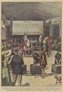 Una cerimonia originale per una lotteria originale (litografia a colori) da Italian School