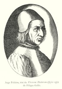 Angelo Poliziano, tratto dal Virorum Doctorum effigies 1572 di Filippo Gallis (incisione) da Italian School