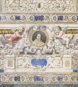 Schema architettonico con un ritratto di Papa Urbano VIII (1568-1644) in un cartiglio probabilmente XVII secolo da Italian School