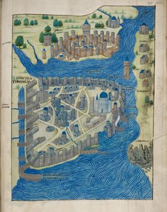 Arundel 93 fol.155 Mappa di Costantinopoli e Pera, da 